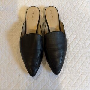 Cole Haan Black Pointed Leather Mules